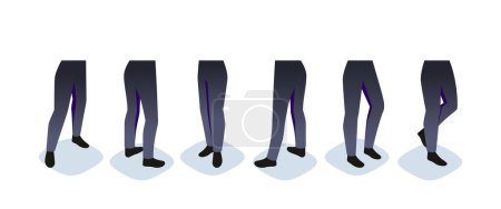 Photo for Isometric constructor to create character. Set of feet and leg poses for movement of characters. Various leg poses wearing pants and shoes, set of vectors illustrations isolated on white background - Royalty Free Image