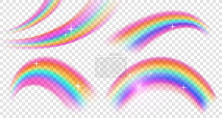 Photo for Set of translucent rainbow elements with sparkles on a transparent background. Symbol of pride, luck, fantasy. Vector illustration isolated on copy space background - Royalty Free Image