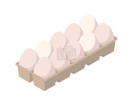 Photo for A carton of eggs presented in a minimalist style, set against a light background, depicting the concept of food staples. Isometric vector illustration isolated on white background - Royalty Free Image