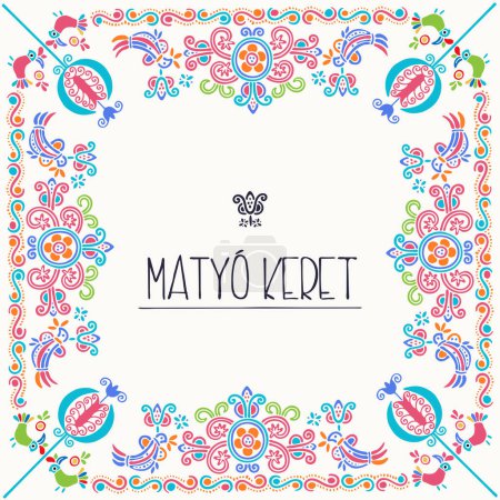 Illustration for Vector frame with traditional Hungarian floral motives - Royalty Free Image