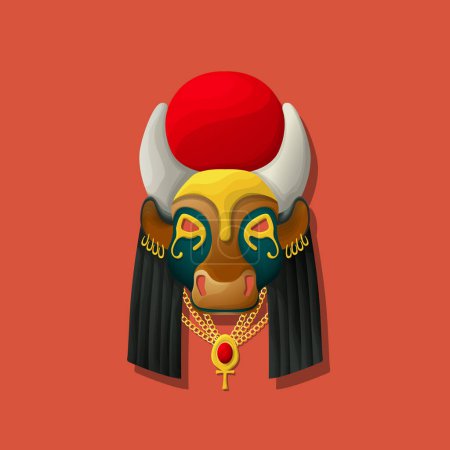 Ilustración de Mask of the Egyptian goddess Hesat, vector illustration - Imagen libre de derechos