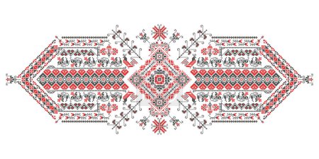 Téléchargez les illustrations : Traditional Romanian embroidery vector design elment over white background - en licence libre de droit