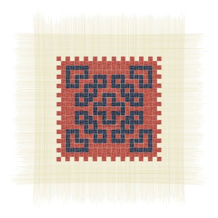 The Tiles of Bethlehem , Palestinian embroidery Tatreez symbol drawing over white background