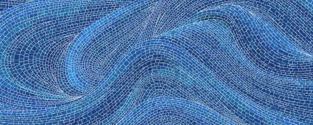 Illustration for Mosaic art waves texture, vector background - Royalty Free Image