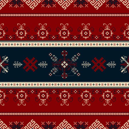 Broderie lettone traditionnelle motif sans couture, illustration vectorielle