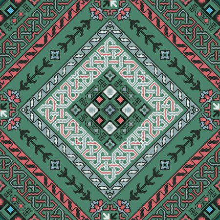 Illustration for Traditional Georgian folk art embroidery vector pattern - Royalty Free Image