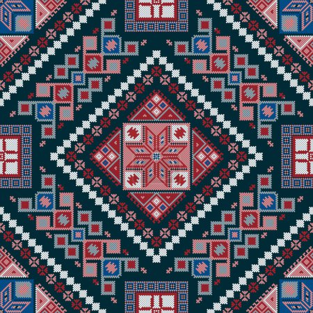 Illustration for Traditional Georgian folk art embroidery vector pattern - Royalty Free Image