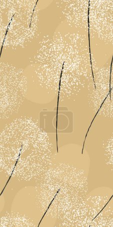 Illustration for Stylized flying dandelions card, vector seamless pattern - Royalty Free Image