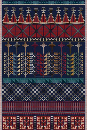 Traditionelle palästinensische Tatreez, nahtlose Muster-Vektorvorlage 
