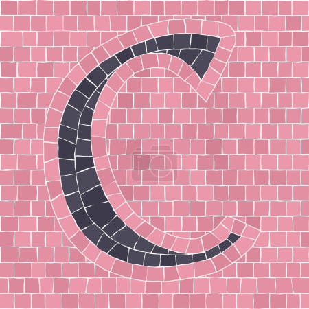 Mosaic tiles letter C. EPS 10 editable flat design vector seamless horizontal pattern.