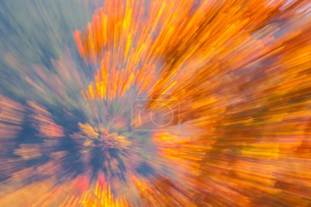 Abstract zoom effect of colorful fall foliage of red and yellow maple leaves in Great Smokies National Park, Tennessee North Carolina; North Carolina, United States of America