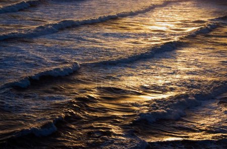 Téléchargez les photos : Magnifique coucher de soleil sur la plage, vue sur les vagues - en image libre de droit