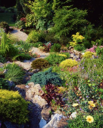Foto de Hillside, Co Cork, Irlanda; Rockery en un jardín durante el verano - Imagen libre de derechos
