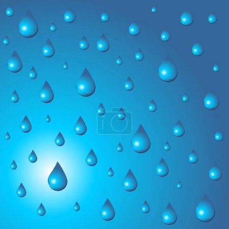 Ilustración de Patrón de gotas de agua sobre fondo de vidrio azul degradado - Imagen libre de derechos