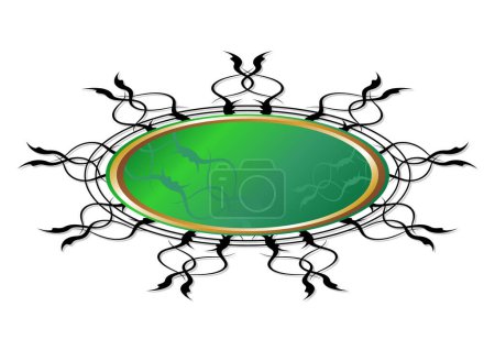 Illustration for Green floral grunge shield isolated over white - Royalty Free Image