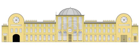 Ilustración de Dibujo vectorial editable de una mansión de país genérica - Imagen libre de derechos