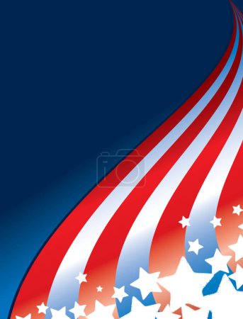 Illustration for A waving flag and stars - Perfect for the Fourth of July or any patriotic holiday - Royalty Free Image