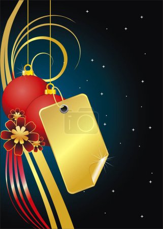 Ilustración de Ilustración de una etiqueta vectorial y bolas de Navidad - Imagen libre de derechos