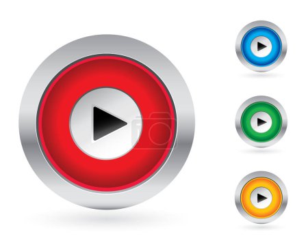Illustration for Play push button set.  More button sets in my portfolio. - Royalty Free Image