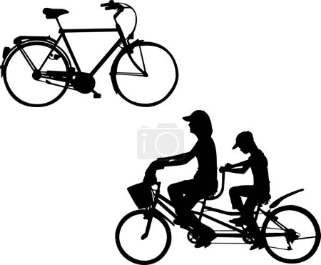 Téléchargez les illustrations : Silhouettes de vélo, peut être utilisé séparément - en licence libre de droit