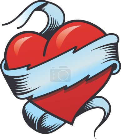 Illustration for Illustration of a valentine's heart with name banner - clipping path included - Royalty Free Image