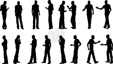 Illustration for 16 Male Business Poses in Vector Forma - Royalty Free Image