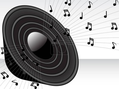 Ilustración de Ilustración vectorial de altavoz 3D negro con ondas de música - Imagen libre de derechos