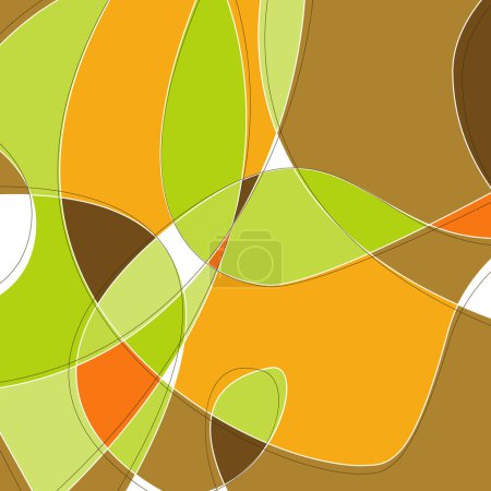 Illustration for Retro Swirl Loopy Background of stylish, orange green and brown shapes. Easy-edit layered vector file--No transparencies or strokes! - Royalty Free Image
