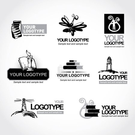 Illustration for Set of vector trade marks for your company or a site, Science and culture - Royalty Free Image