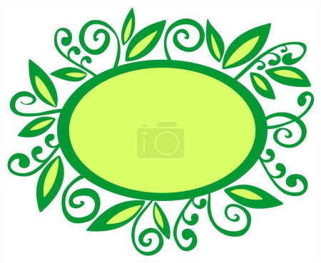Téléchargez les illustrations : Cadre floral stylisé vert sur fond vert. - en licence libre de droit