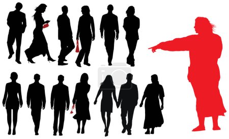 Illustration for Group of young adults. Vector silhouette - Royalty Free Image