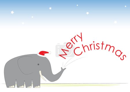 Illustration for Christmas Elephant Merry Greeting - Royalty Free Image