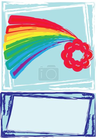 Illustration for Illustration of rainbow card with flower - Royalty Free Image
