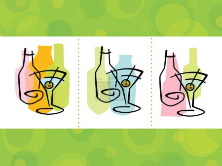 Illustration for Colorful abstract martini cocktail Icons; layered file with complete background - Royalty Free Image