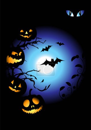 Ilustración de Noche de Halloween fondo, vector de ilustración - Imagen libre de derechos