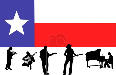Téléchargez les illustrations : Silhouettes de musique country image - illustration vectorielle - en licence libre de droit