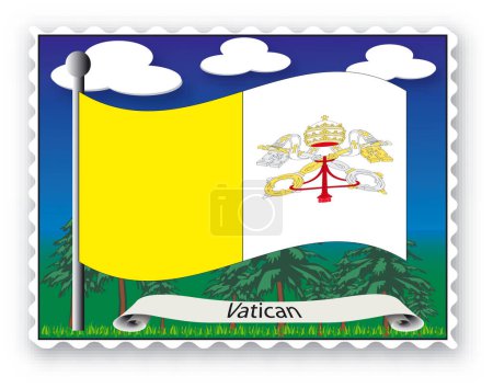 Illustration for Stamp with flag from Vatican- Vector - Royalty Free Image