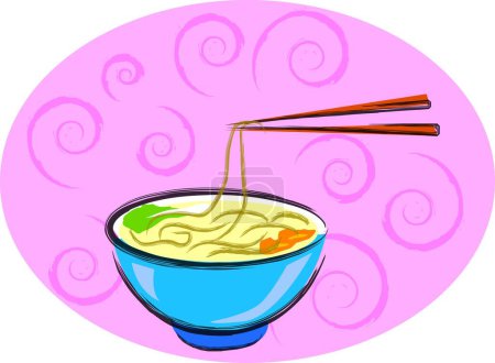 Téléchargez les illustrations : Une illustration vectorielle pour un bol de nouilles. - en licence libre de droit