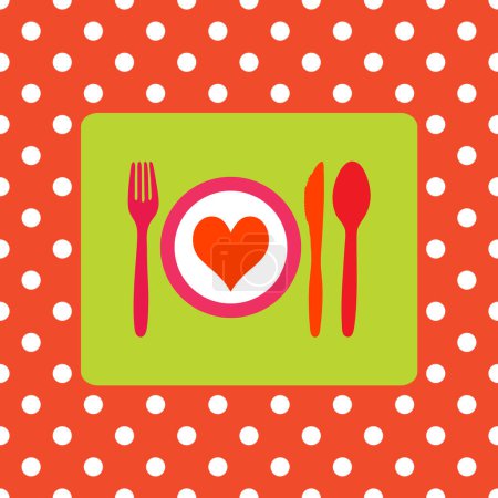 Téléchargez les illustrations : Conception pour des aliments sains, repas sains ou dîner de Saint-Valentin - en licence libre de droit