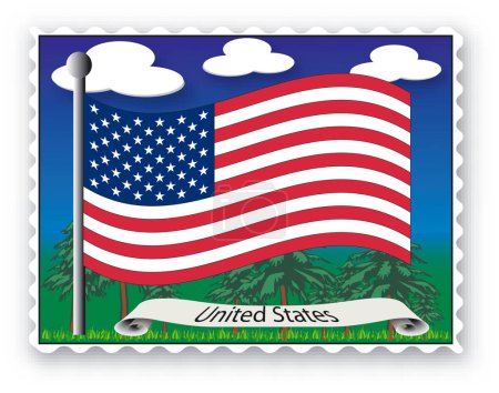 Ilustración de Sello con bandera de Estados Unidos- Vector - Imagen libre de derechos