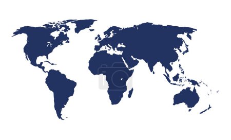 Téléchargez les illustrations : Illustration vectorielle de la carte du monde en bleu - en licence libre de droit