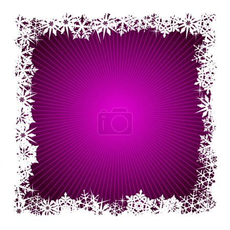 Illustration for Grungy Christmas, winter snowflake background in purple and white. Use of global colors, blends. Snowflakes single objects. - Royalty Free Image