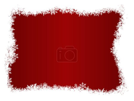 Illustration for Border of snowflakes on a Red background with Copyspac - Royalty Free Image