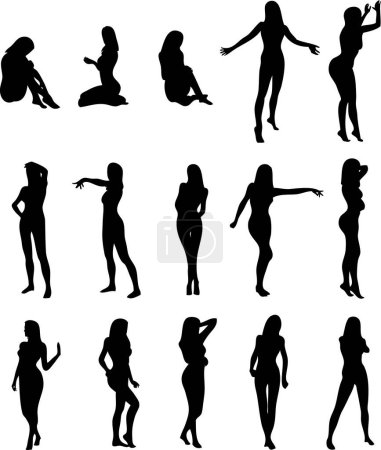 Téléchargez les illustrations : Illustration de silhouettes de femme sexy - en licence libre de droit