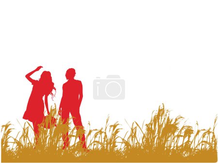Illustration for Young couple out walking on a summer evening - Royalty Free Image