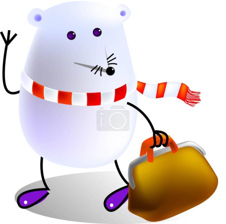 Illustration for Mouse bring his bag and going to travel, cartoon, vector, illustration - Royalty Free Image