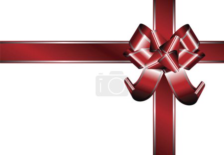 Illustration for Red ribbon with silver lines for festive occasions - Royalty Free Image