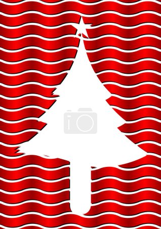 Ilustración de Árbol de Navidad hecho de cintas rojas ornamentales - Imagen libre de derechos