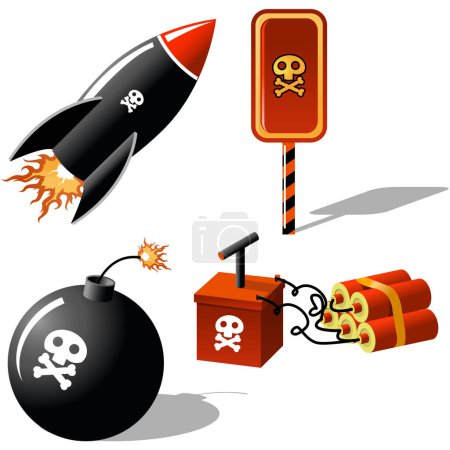 Téléchargez les illustrations : Image de bombe explosive - illustration vectorielle - en licence libre de droit