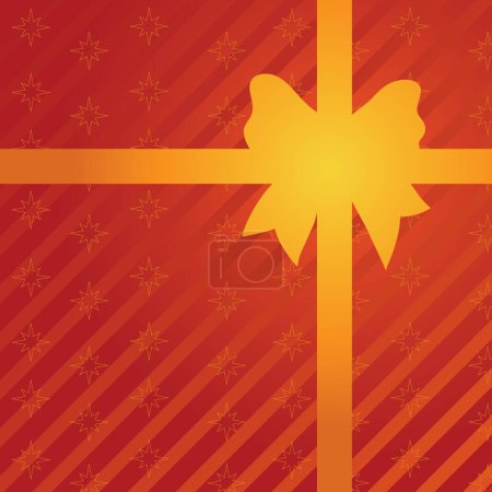 Illustration for Vector illustration of a red and gold gift with stripes and stars. - Royalty Free Image